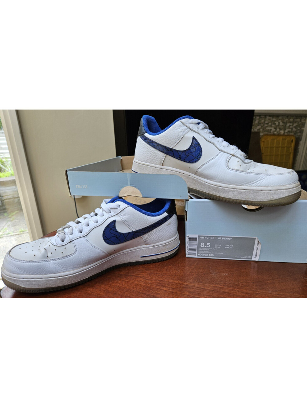 Nike Air Force 1 Low 07' Penny Hardaway White Blue 630932 100 Men's Sneakers 8.5